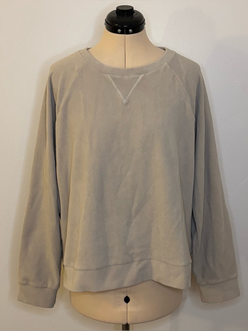 MARC NEW YORK Andrew Marc Soft Ribbed Crewneck Pullover Sweatshirt, Sand Color L
